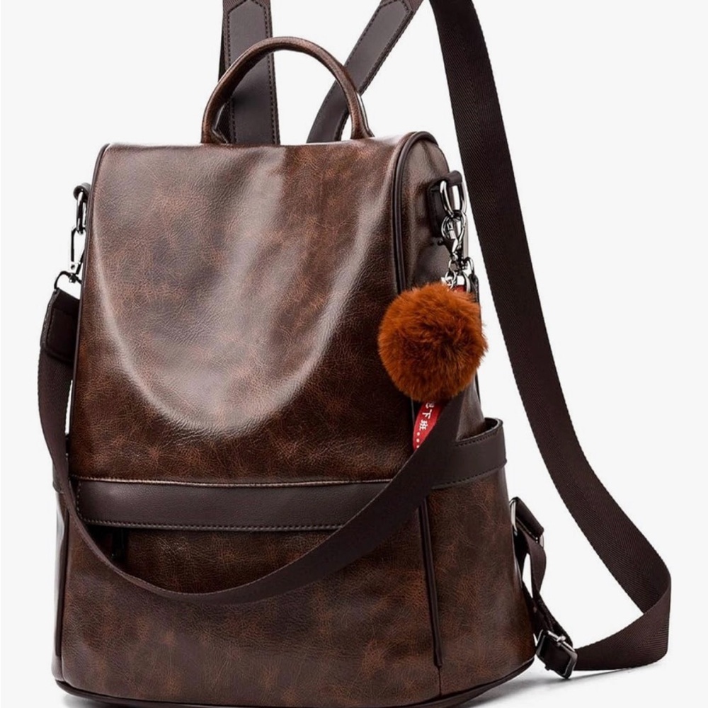 Chic Brown faux Leather Backpack